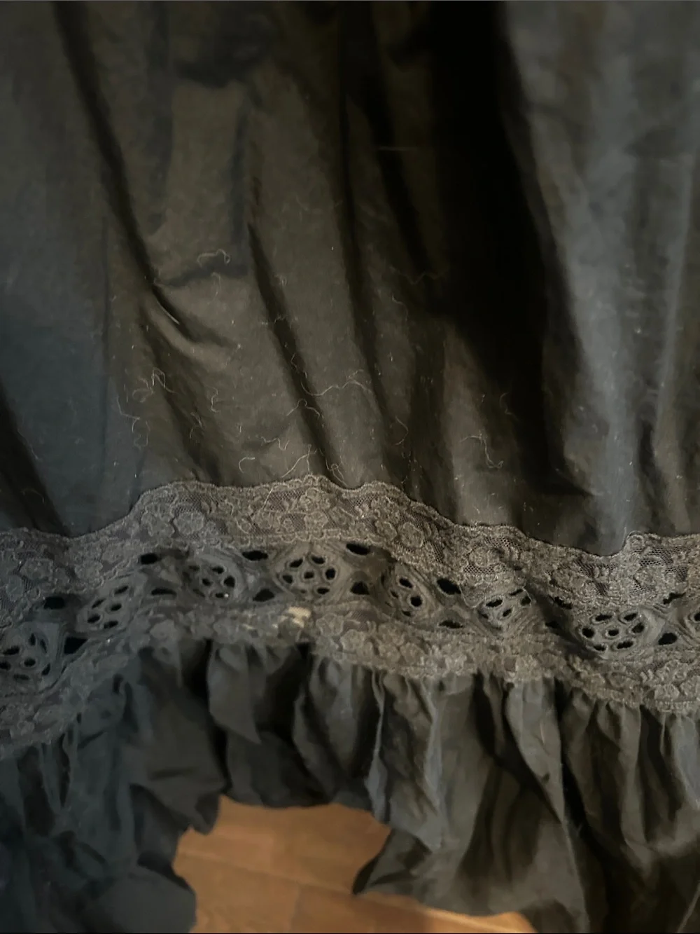 J. Crew Black lace-Trim Regenerative Cotton maxi dress with pockets!